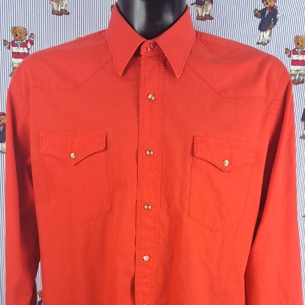 Vintage Wrangler Cowboy Fit pearl snap casual western cowboy rodeo red XL shirt